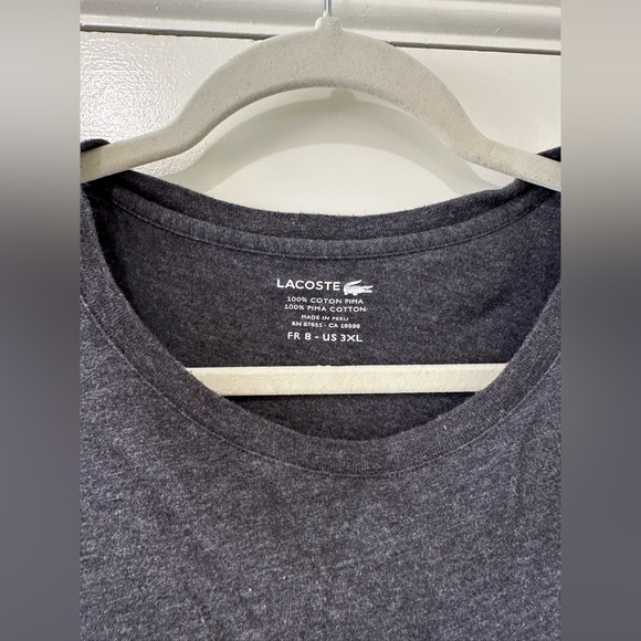Lacoste men’s dark grey crewneck tee shirt top - Picture 6 of 9